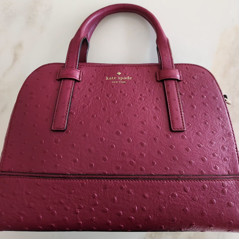 Kate Spade Riverside Street Fuschia Handbag Ostrich Look Leather!